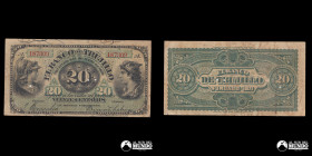 Peru, Banco de Trujillo. 20 Centavos. 1876.
