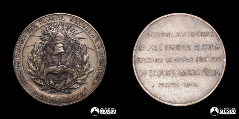 Argentina. Medalla: Ferroviarias - Inauguracion del ramal Cebollar a Andalgala. ...