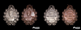 Argentina. Pareja de medallas en cobre y plata: Inauguracion del busto de San Martin. 1905.