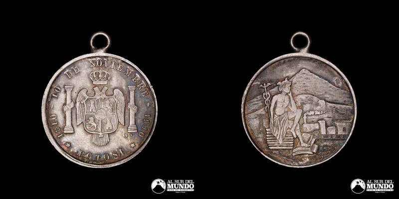 Bolivia. Potosi. Medalla: Centenario del 10 de Noviembre de 1810. 1910. Plata; 1...