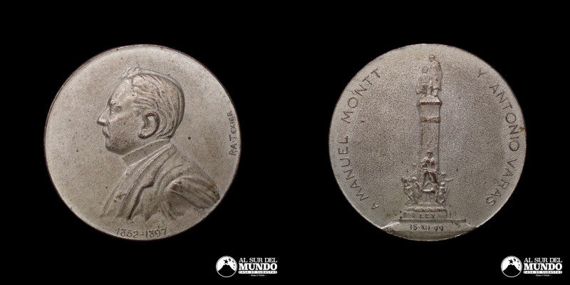 Chile. Medalla a Manuel Montt y Antonio Varas. Busto de Agustin Edwards Ross. Co...