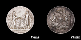 Chile. Medalla: Chile y Argentina - La paz lo vence todo. 1903. Plata.