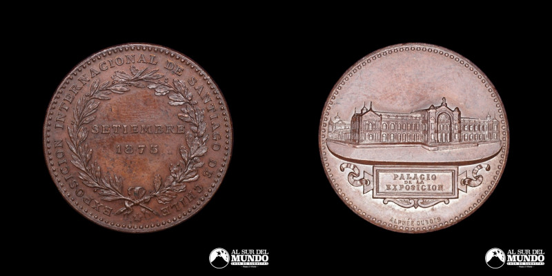 Chile, Grabador: Alphee Dubois. Medalla: Exposicion Internacional de Santiago de...