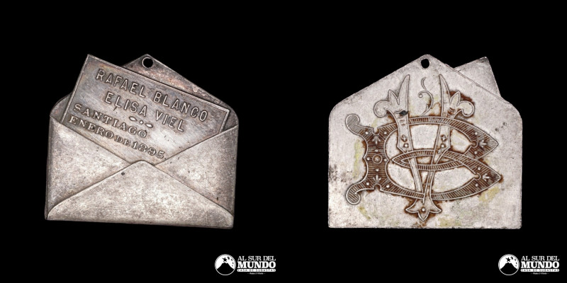 Chile. Santiago. Rafael Blanco Elisa Viel. Enero de 1895. Plata; 8,95 g. UNC.
...