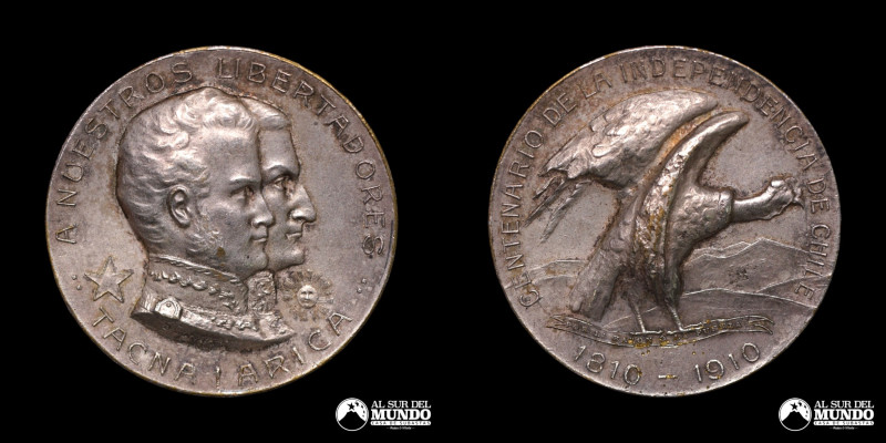 Chile. Medalla centenario de la Independencia (1810-1910). A nuestros Libertador...