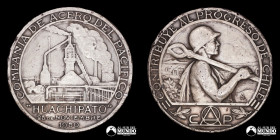 Chile, Santiago. Medalla: Compañia de Aceros del Pacifico - Siderurgica Huachipato. 1950. Plata.