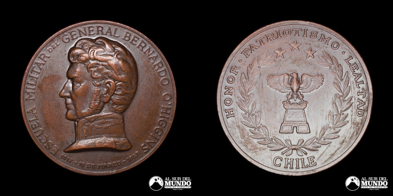 Chile, ceca de Santiago. Medalla: Sesquicentenario de la Escuela Militar del Gen...