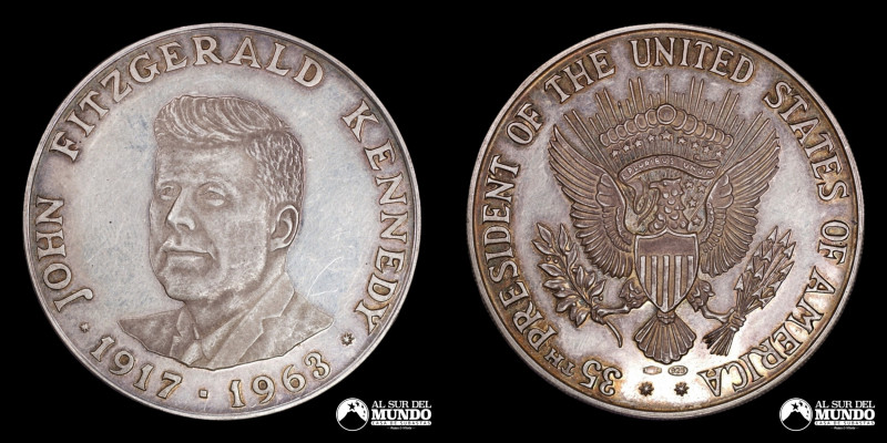 Estados Unidos. Medalla: John F. Kennedy (anonima). Anverso: Busto de John F. Ke...