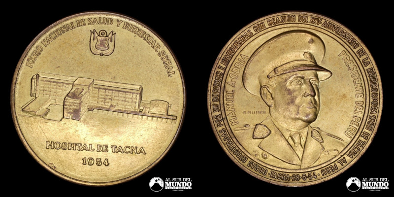 Peru. Medalla Conmemorativa. Hospital De Tacna 1954. Fondo Nacional de Salud y B...