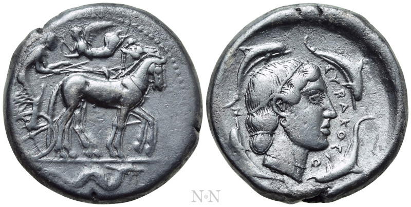 SICILY. Syracuse. Second Democracy (466-406 BC). Tetradrachm. 

Obv: Chariotee...