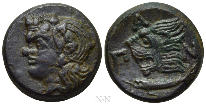 CIMMERIAN BOSPOROS. Pantikapaion. Ae (Circa 310-304/3 BC). 

Obv: Head of saty...