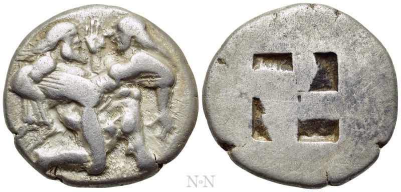 THRACE. Thasos. Stater (Circa 480-463 BC). 

Obv: Ithyphallic satyr advancing ...