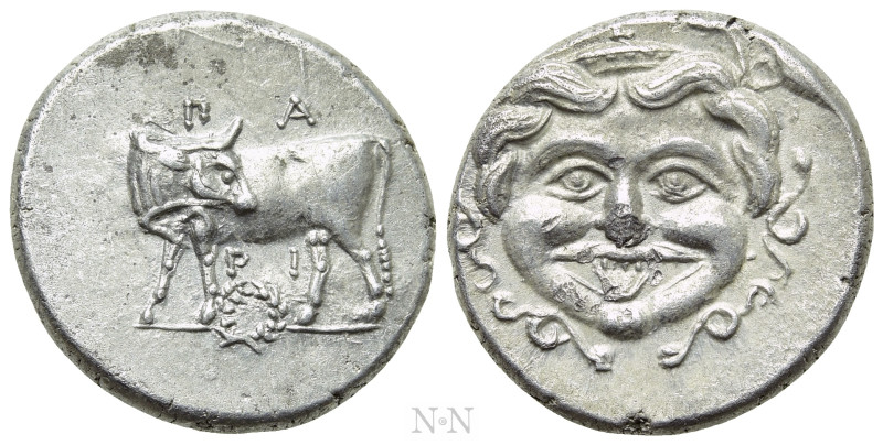 MYSIA. Parion. Hemidrachm (4th century BC). 

Obv: ΠA / PI. 
Bull standing le...