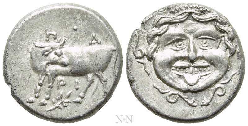 MYSIA. Parion. Hemidrachm (4th century BC). 

Obv: ΠΑ / ΡΙ. 
Bull, with head ...