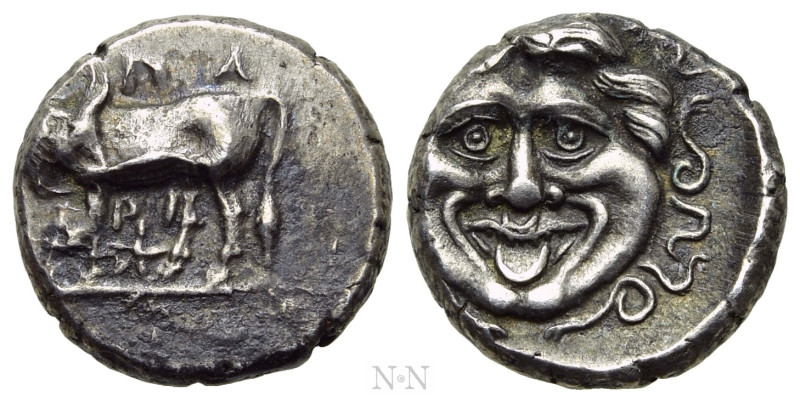 MYSIA. Parion. Hemidrachm (4th century BC). 

Obv: ΠΑ / ΡΙ. 
Cow standing lef...