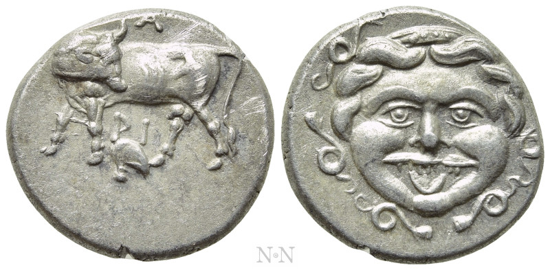 MYSIA. Parion. Hemidrachm (4th century BC). 

Obv: ΠΑ / ΡΙ. 
Cow standing lef...