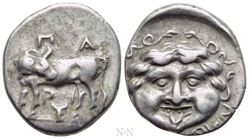 MYSIA. Parion. Hemidrachm (4th century BC). 

Obv: ΠΑ / ΡΙ. 
Bull standing le...