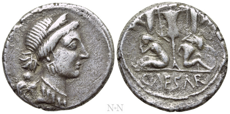 JULIUS CAESAR. Denarius (46-45 BC). Military mint traveling with Caesar in Spain...