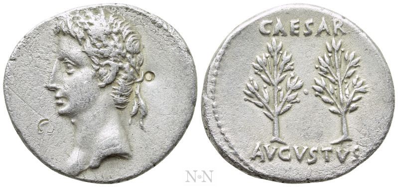 AUGUSTUS (27 BC-14 AD). Denarius. Uncertain mint in Spain (Colonia Caesaraugusta...