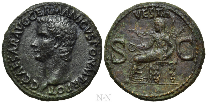 CALIGULA (37-41). As. Rome. 

Obv: C CAESAR AVG GERMANICVS PON M TR POT. 
Bar...