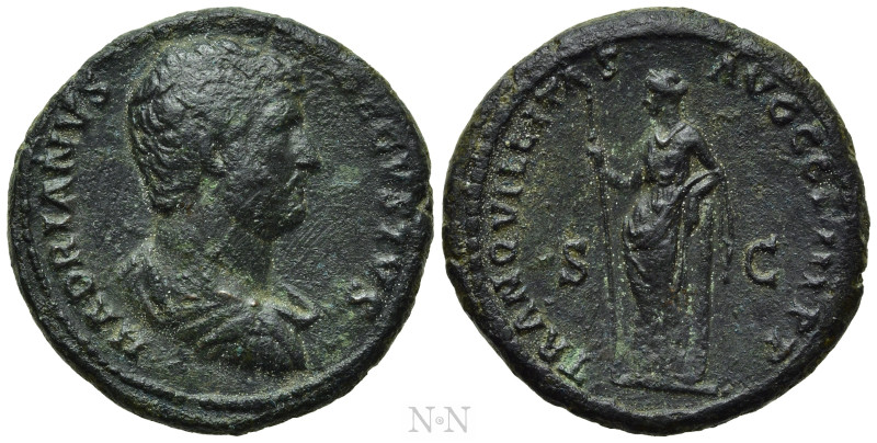 HADRIAN (117-138). As. Rome. 

Obv: HADRIANVS AVGVSTVS. 
Bare-headed, draped ...