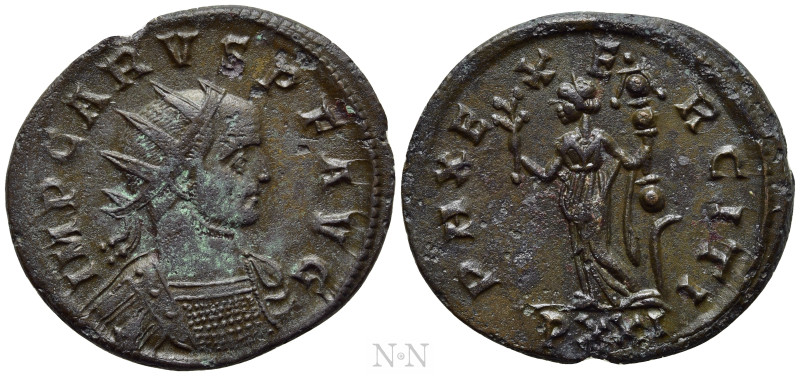 CARUS (282-283). Antoninianus. Ticinum. 

Obv: IMP CARVS P F AVG. 
Radiate an...