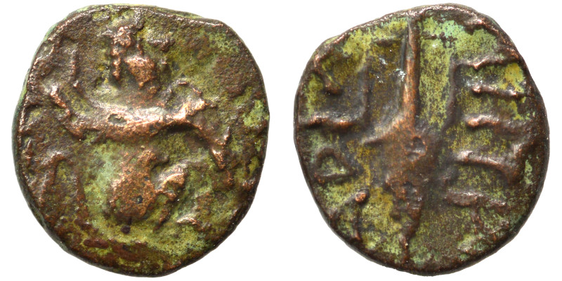 ISLANDS OFF IONIA. Chios. Circa 310-190 BC. Ae (bronze, 1.03 g, 10 mm). Sphinx s...