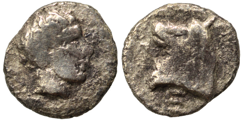 CARIA. Uncertain ('Mint E'). Circa 380-340 BC. Hemiobol (silver, 0.32 g, 7 mm). ...