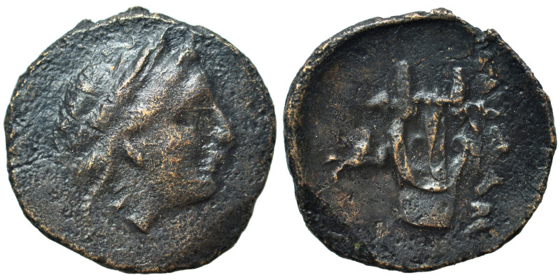 MYSIA. Lampsakos. 2nd-1st century BC. Ae (bronze, 7.43g, 20 mm). Laureate head o...