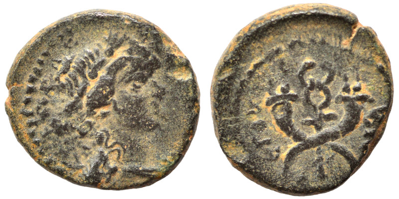 Provincial. Ae (bronze, 2.84 g, 15 mm). Laureate head of Apollo right. Rev. Cros...