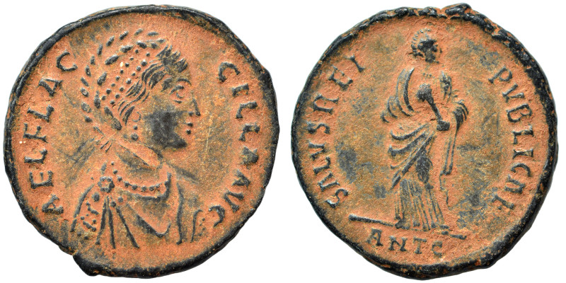 Aelia Flacilla, 383-386 Follis (bronze, 4.95 g, 22 mm), Antioch. AEL FLAC-CILLA ...