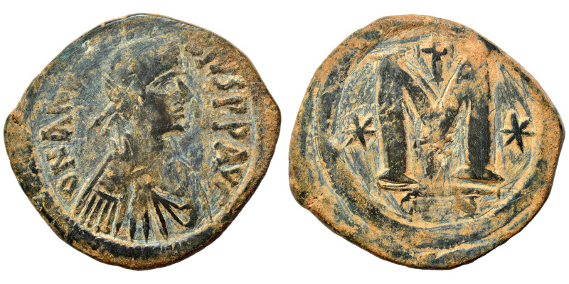 Anastasius I, 491-518. Follis (bronze, 17.79 g, 35 mm), Constantinople. D N ANAS...