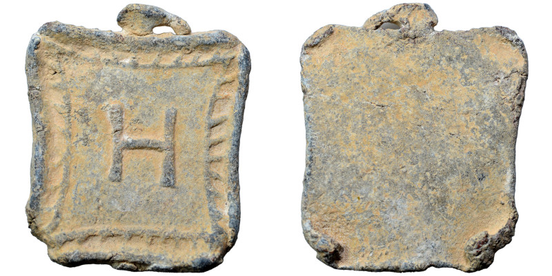 Greek weight (lead, 24.08 g, 42x35 mm). Sold as seen.