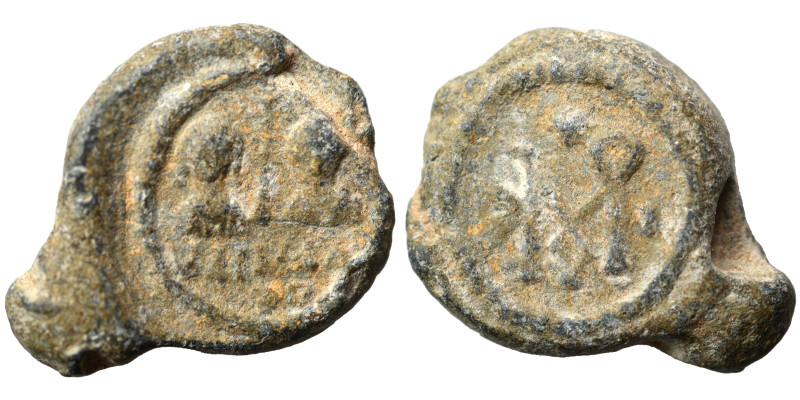 Byzantine seal (lead, 6.39 g, 20 mm). Sold as seen.