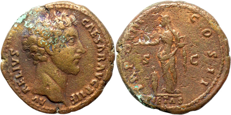 MARCUS AURELIUS (Caesar, 139-161). Dupondius

27mm 11,58g