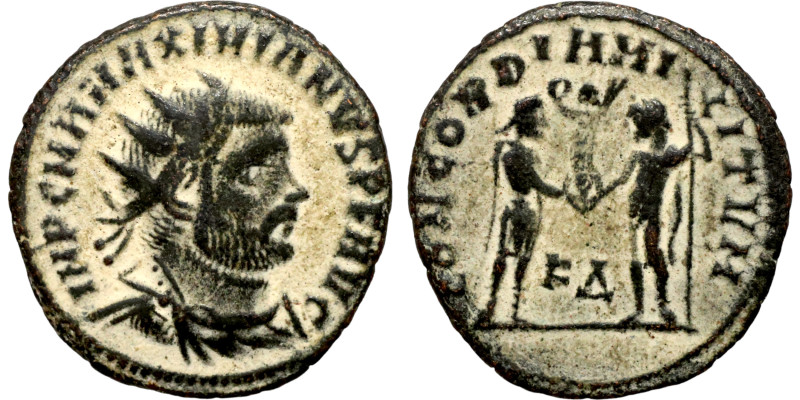 Maximianus. (285-295 AD). Æ Antoninian. Obv: IMP CMA MAXIMIANVS PF AVG. radiate ...