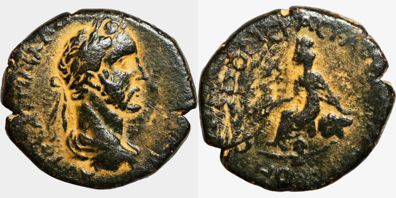 Antoninus Pius 138-161 bronze

21mm 7,85g

Artificial sand patina