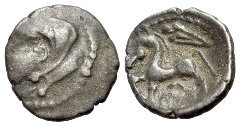 Central Gaul, Bituriges Cubi, c. 1st century BC. AR Quinarius (14mm, 1.91g, 9h)....