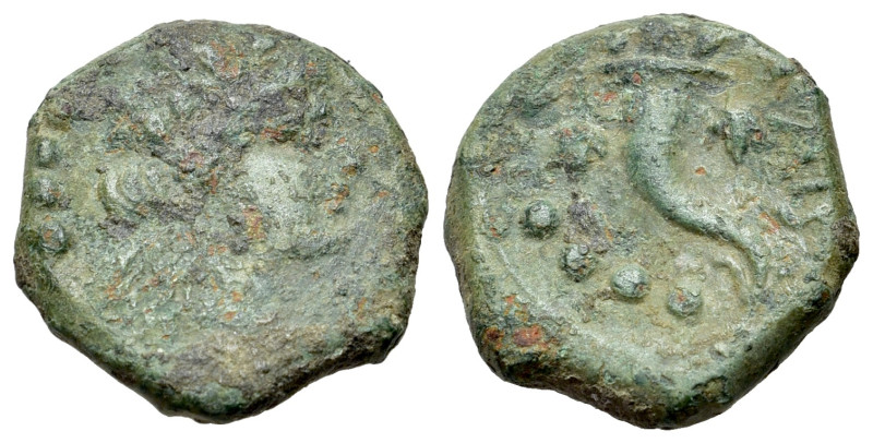 Italy, Northern Lucania, Paestum, 218-201 BC. Æ Triens (18mm, 3.75g, 12h). Femal...