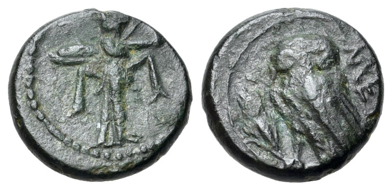 Italy, Southern Lucania, Metapontion, c. 250-207 BC. Æ (14mm, 2.44g, 3h). Athena...