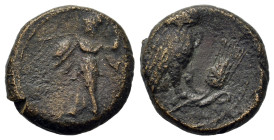 Italy. Southern Lucania. Metapontion, c. 250-207 BC. Æ (15mm, 3g). Athena Promachos advancing to left, brandishing spear and shield. R/ Owl standing o...