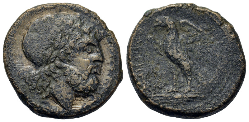 Italy. Southern Lucania. Thurium, c. 215-207 BC. Æ (26,8mm, 16g). Laureate, bear...