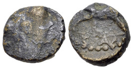 Central Italy, Uncertain mint, early 1st century. Æ (14mm, 3.70g, 4h). Wreathed head of young Dionysos r. / Panther standing r., head facing, holding ...