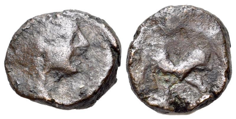 Central Italy, Uncertain mint, early 1st century. Æ (14mm, 3.06g, 4h). Wreathed ...