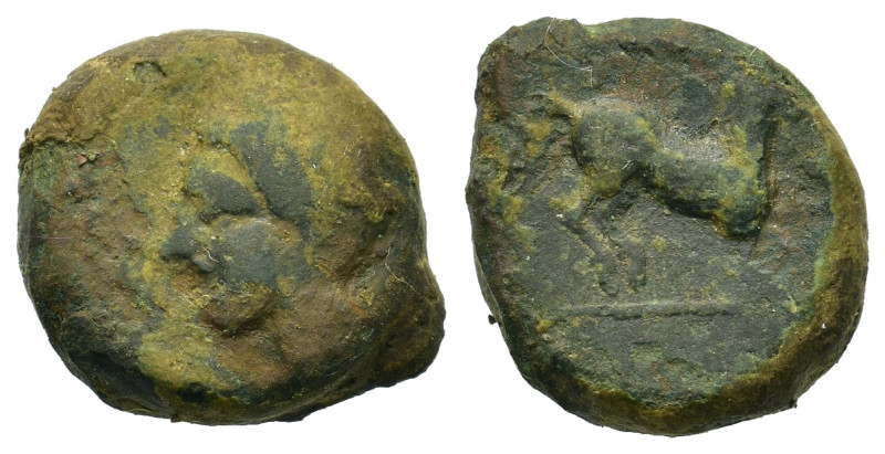 Zeugitania, Carthage, c. 400-350 BC. Æ (17mm, 5.9g). Uncertain mint in Sicily or...