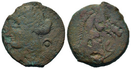 Zeugitania, Carthage, c. 264-241 BC. Æ (26,3mm, 14.6g). Sardinian mint, circa 264-241 BC. Wreathed head of Tanit to left; pellet-in-crescent behind. R...