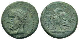 Macedon, Amphipolis. Pseudo-autonomous issue. Time of the Antonines. Æ (17,5mm 4,30g). Diademed head of Philip II of Macedon l. R/ Eagle standing left...