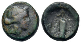 Amphipolis, Bisaltia, c. 2nd century BC. Æ (16mm, 5.20g). Head of Demeter. R/ΑΜΦΙΠΟ ΛΙΤΩΝ grean ear. AMNG III 31. SNG Cop. 59 var. SNG ANS 110. VF and...