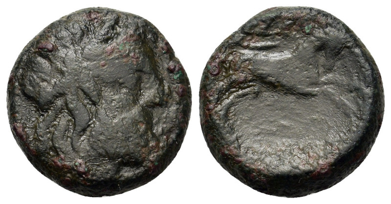 Macedon, Thessalonica, c. 187-168/7 BC. Æ (18mm, 7.50g). Laureate head of Zeus r...