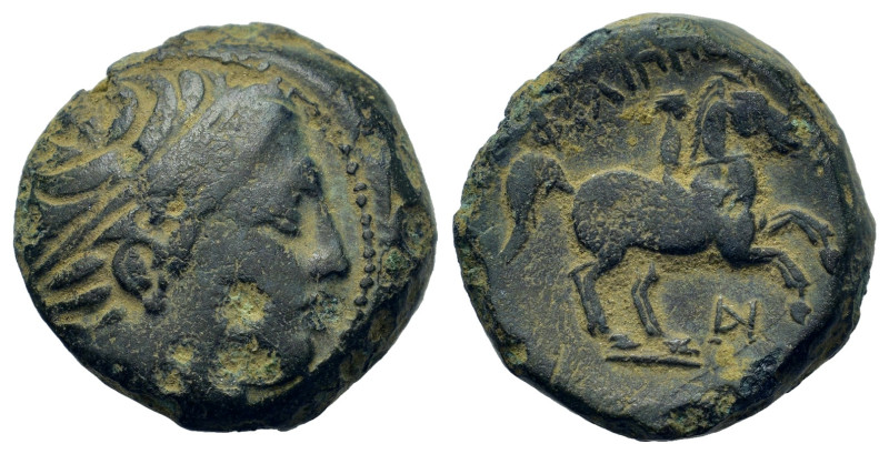 Kings of Macedon. Philipp II (359-336 BC). Æ (17mm 6,00g). Diademed head r. R/ H...